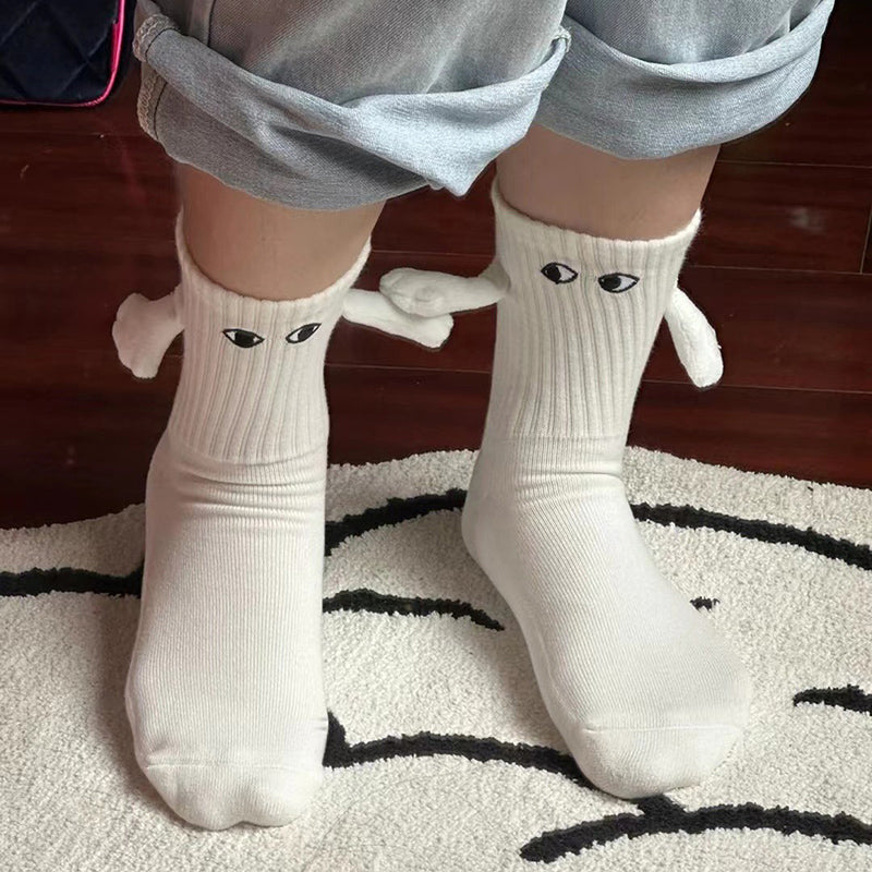 4 pairs Cute Socks Holding Hand Couple Socks Magnetic Socks for Men Kawaii Socks
