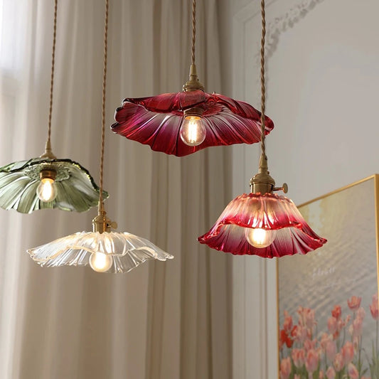 Květinové skleněné závěsné svítidlo Skleněné lotosové stropní svítidlo Petal Lamp
