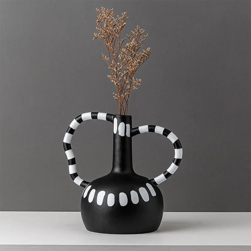 black decor vase vases black black and white vases white and black vases flower vases  decorative vases black and white living room decor