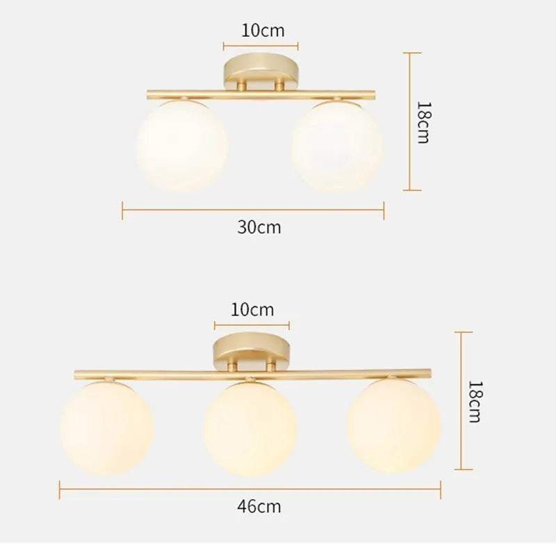 Zlaté skleněné kuličkové LED stropní svítidla