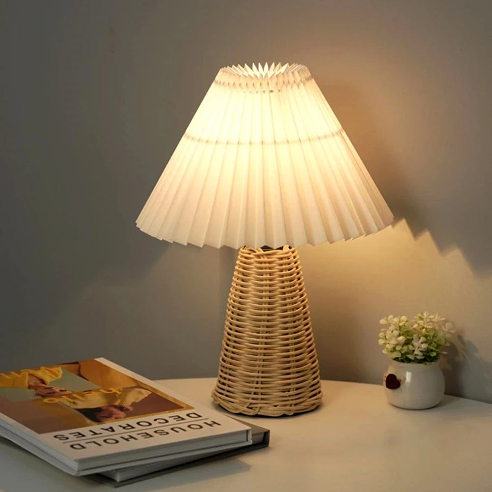 rattan bedside table lamps pleated lamp