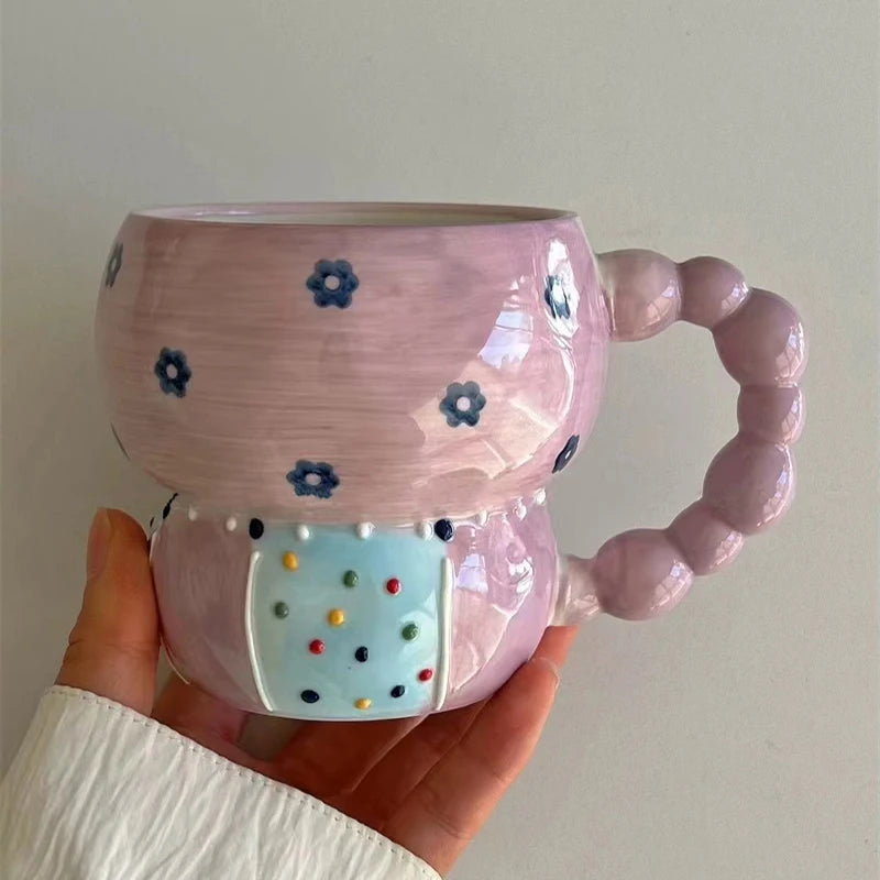ceramic mug with dots romantic ceramic mug