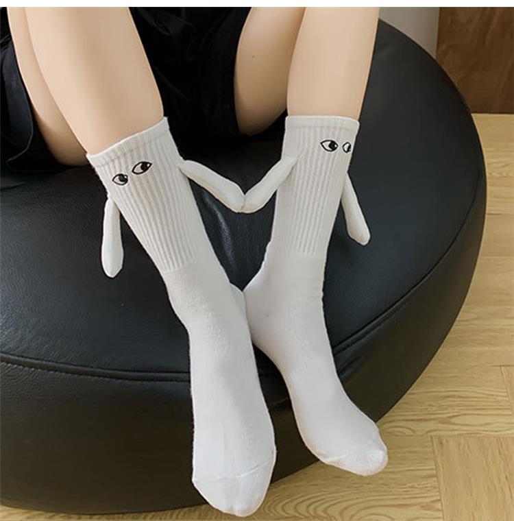 4 pairs Cute Socks Holding Hand Couple Socks Magnetic Socks for Men Kawaii Socks