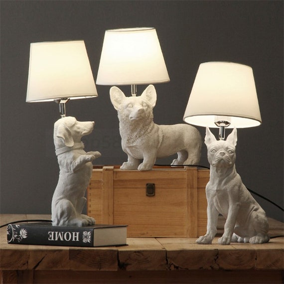 Nordic Black Dog Lamp LED Desk Lamps for Living Room Animal Lamp