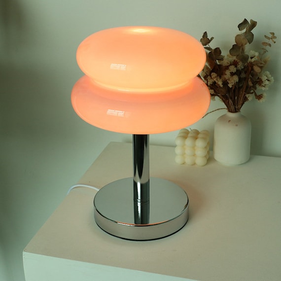 Glass Egg Tart Table Lamp Bedroom Bedside Study Reading LED Night Light Home Decor