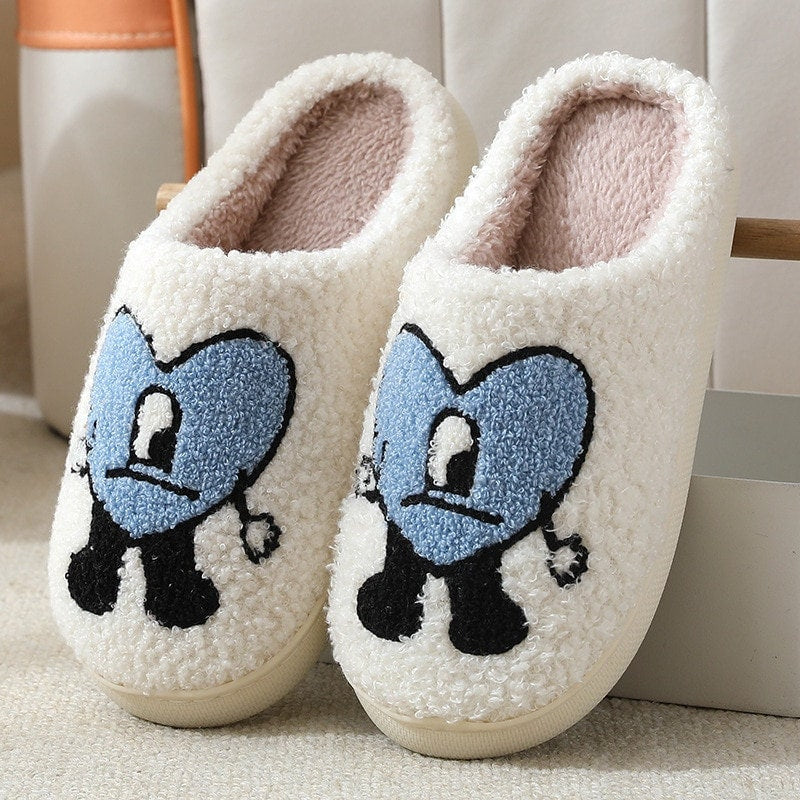 blue smiley face slippers