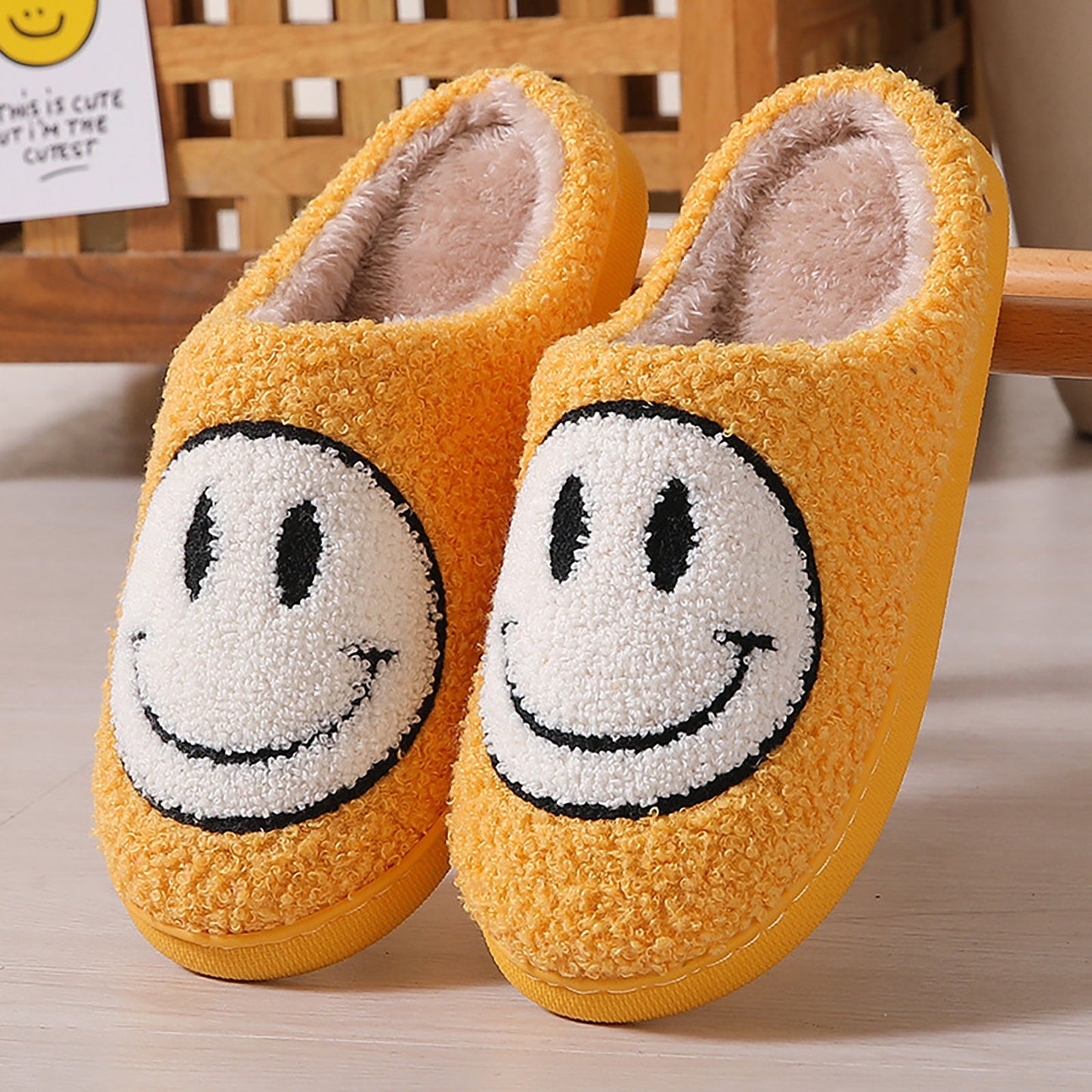 women's smiley face slippers