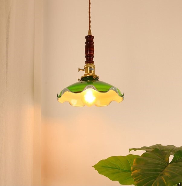 kitchen ceiling lights vintage green glass pendant light