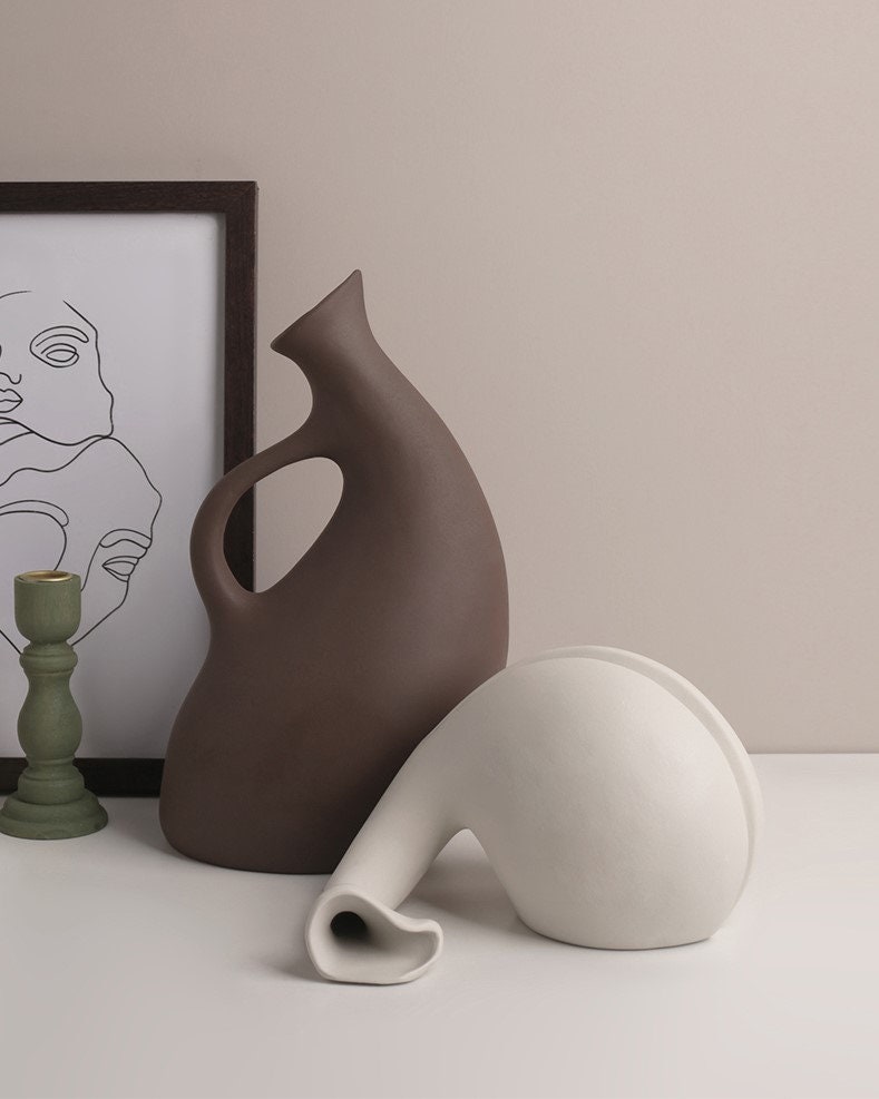 terracotta vase white ceramic vase